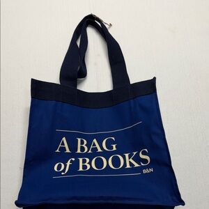 Barnes & Noble Blue Tote Bag with 'A Bag of Books' Print New